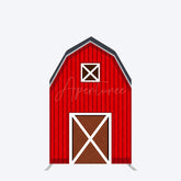 Aperturee - Aperturee Red Farm House Barn Door Arch Backdrop For Birthday